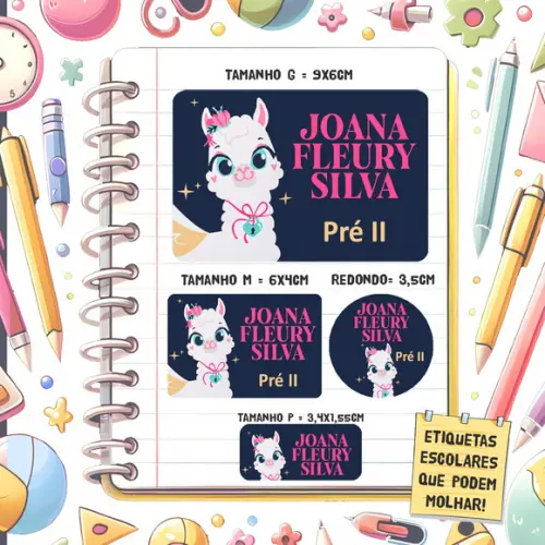 Kit Etiquetas Escolares Lhama Puket 79 Unidades