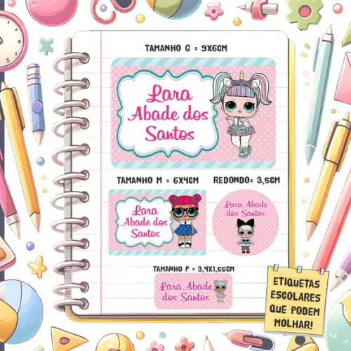Kit Etiquetas Escolares Lol 79 Unidades