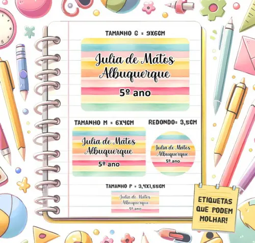 Kit Etiquetas Escolares Listras 79 Unidades