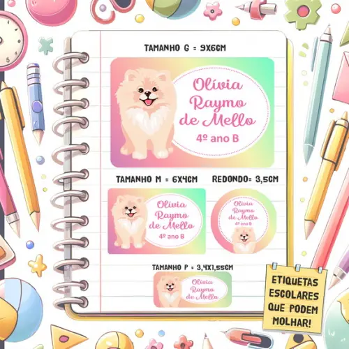 Kit Etiquetas Escolares Lulu da Pomerânia 79 Unidades