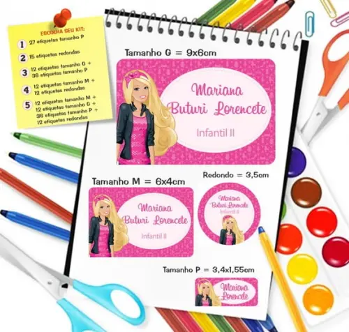 Kit Etiquetas Escolares Personalizadas Barbie (adaptado)