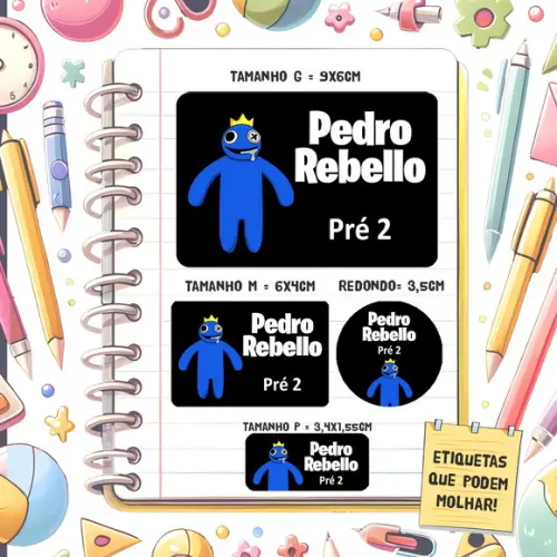 Kit Etiquetas Escolares Rainbow Friends 79 Unidades