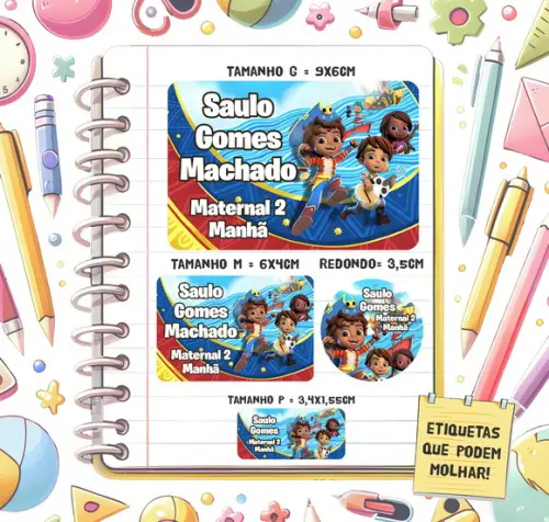 Kit Etiquetas Escolares Santiago dos Mares 79 Unidades