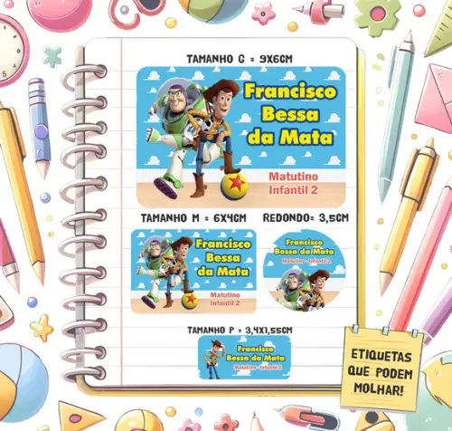 Kit Etiquetas Escolares Toy Story 79 Unidades