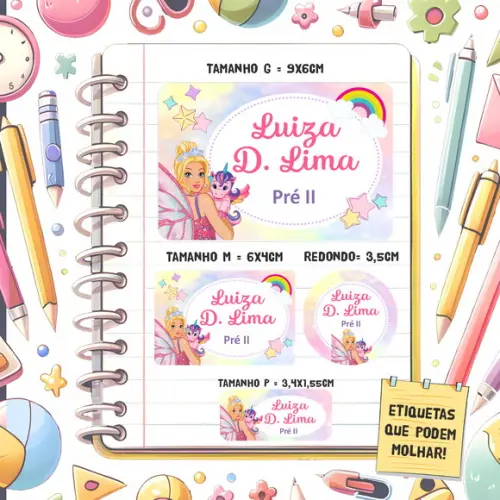 Kit Etiquetas Escolares Unicórnio 79 Unidades