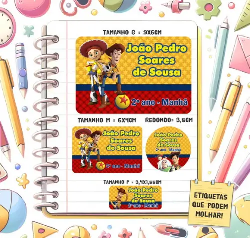 Kit Etiquetas Escolares Toy Story 79 Unidades