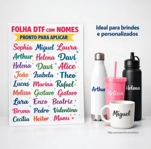 Nomes em Dtf para Personalizar - Folha 20x28cm