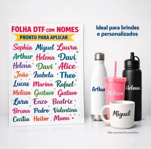 Nomes em Dtf para Personalizar - Folha 50x28cm
