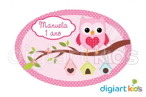 Placa - Painel - Oval - Coruja - 70cm