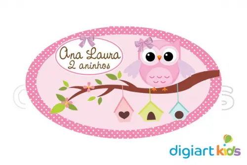 Placa - Painel - Oval - Coruja 70cm