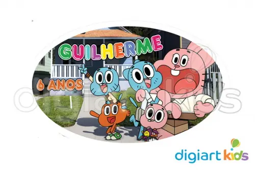 Placa - Painel - Oval - Gumball - 70cm