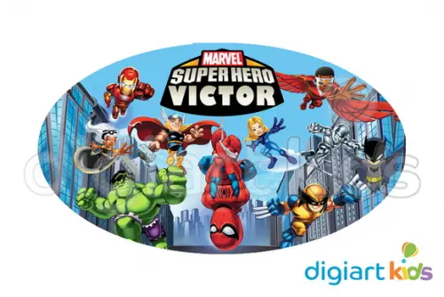 Placa - Painel - Oval - Heróis - 70cm