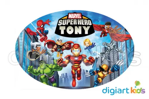 Placa - Painel -Oval - Super Hero - 70cm
