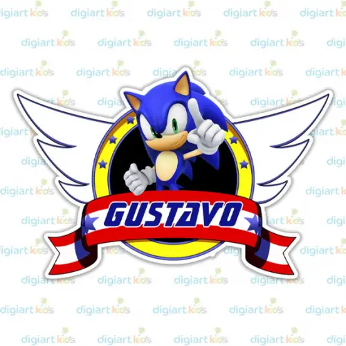 Placa Painel 100x65 para Decoração Festa Sonic