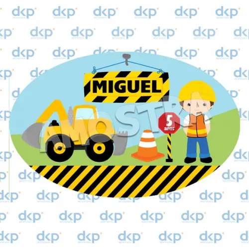 Placa Painel 100x70cm para Decoração Festa Construtor