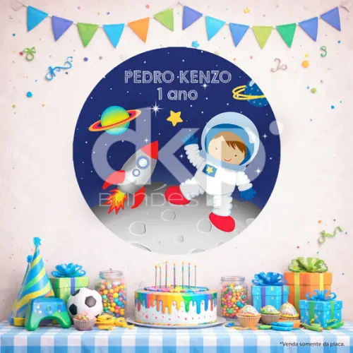 Placa Painel para Decoração Astronauta Menino