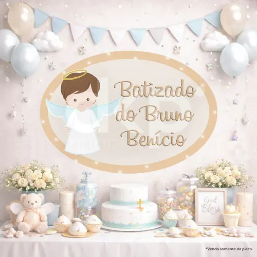 Placa Painel para Decoração Batizado Menino