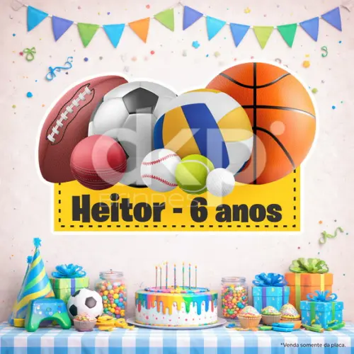 Placa Painel para Decoração Bolas Esportivas