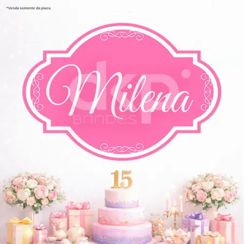 Placa Painel para Decoração Festa 15 Anos Rosa