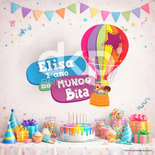 Placa Painel para Decoração Festa Balão Bita