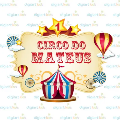 Placa Painel para Decoração Festa Circo Vintage 75x55