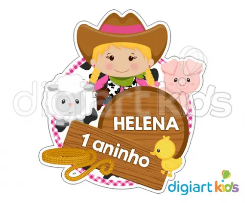 Placa Painel para Decoração Festa Fazendinha Rosa