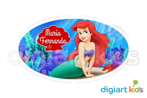 Placa Painel para Decoração Festa Pequena Sereia Ariel