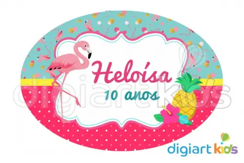 Placa Painel para Decoração Festa Tropical Flamingo