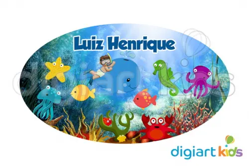 Placa para Decoração de Festa Fundo do Mar