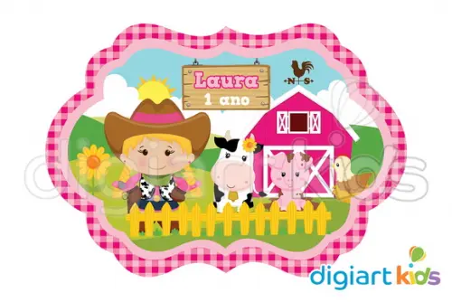 Placa para Decorar - Fazendinha Rosa