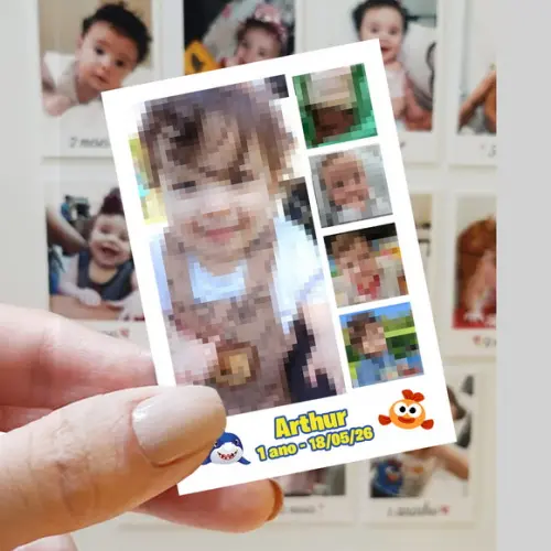 Polaroid Imã de Geladeira Baby Shark com 5 Fotos