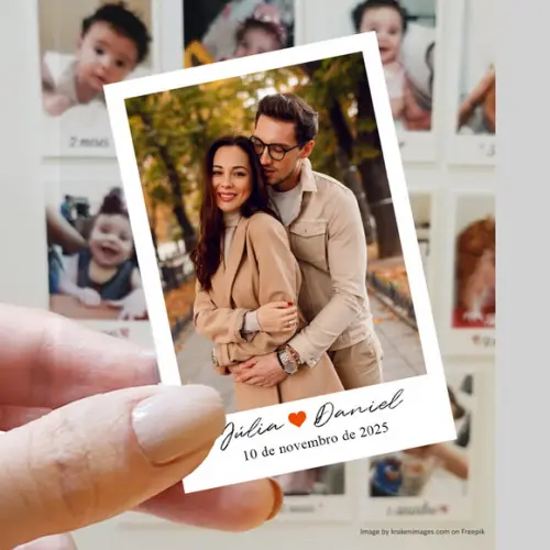 Polaroid Imã de Geladeira Casamento