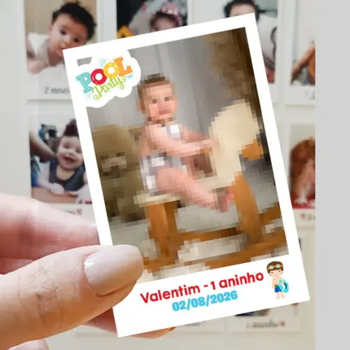 Polaroid Imã de Geladeira Tema Piscina