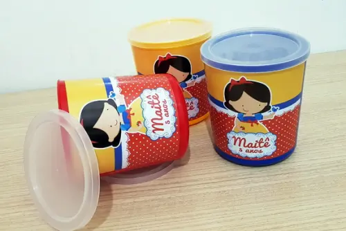 Pote com Tampa Branca de Neve