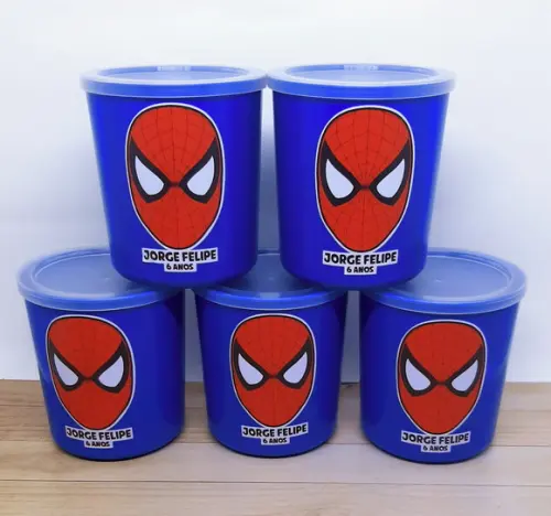 Pote Tipo Lata de Leite Homem Aranha