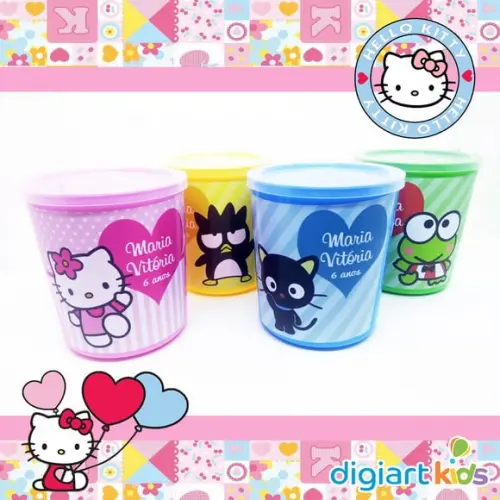 Pote Tipo Lata de Leite Hello Kitty e Amigos