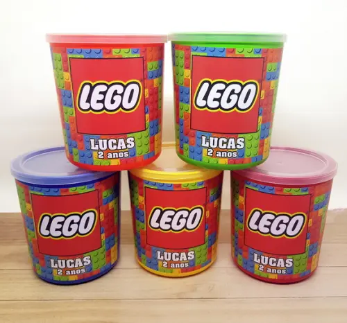 Pote Tipo Lata de Leite Lego
