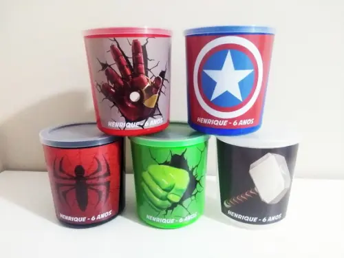 Pote Tipo Lata de Leite Vingadores