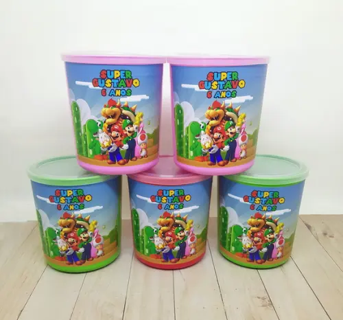 Pote Tipo Lata de Leite Super Mário