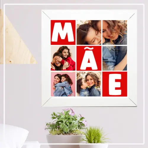 Quadro Azulejo com Fotos Dia das Mães 20x20cm
