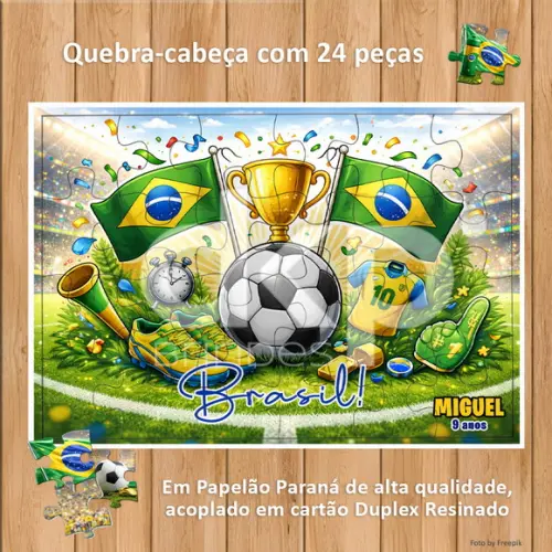 Quebra-cabeça 24 Peças com Caixinha Futebol - Rumo ao Hexa