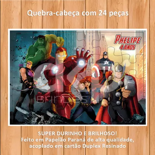 Quebra-cabeça 24 Peças com Caixinha os Vingadores