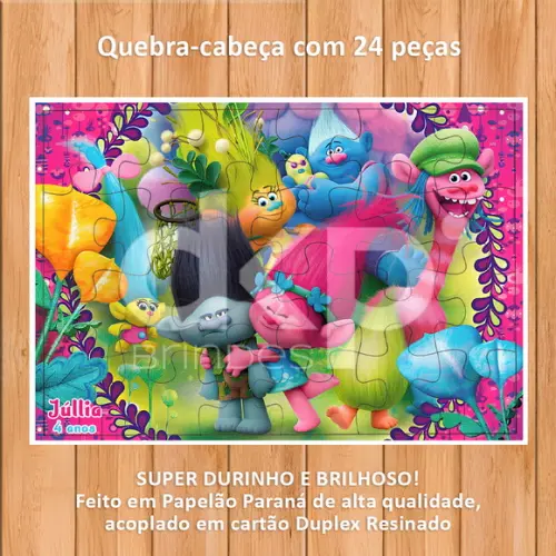 Quebra-cabeça 24 Peças com Caixinha Trolls