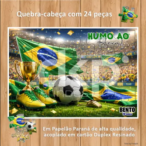 Quebra-cabeça 24 Peças com Caixinha Futebol - Rumo ao Hexa