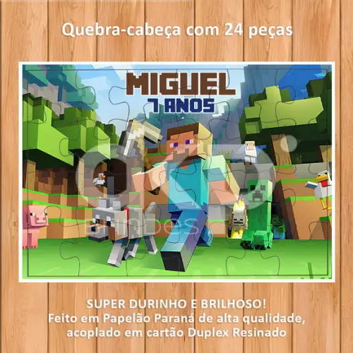 Quebra-cabeça 24 Peças com Caixinha Minecraft