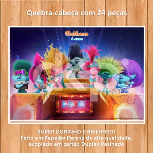 Quebra-cabeça 24 Peças com Caixinha Trolls 3