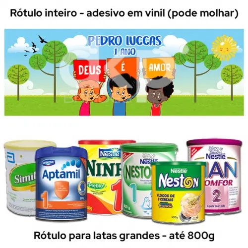 Rótulo Grande para Lata de Leite 800g 3 Palavrinhas