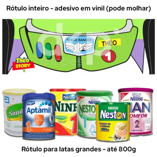 Rótulo Grande Lata de Leite 800g Toy Story Buzz Lightyear
