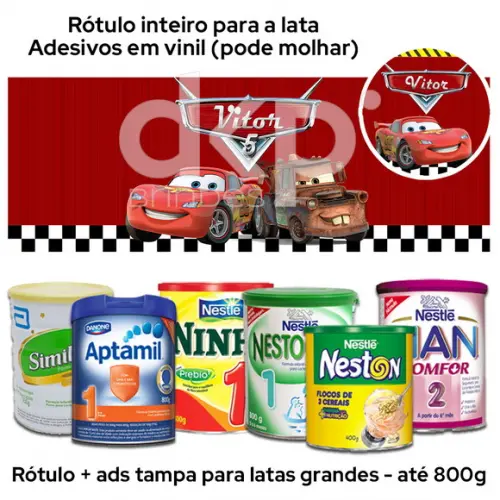 Rótulo Grande + Ads Tampa para Lata de Leite 800g Rei Leão