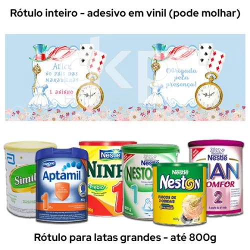 Rótulo Grande para Lata de Leite 800g Alice